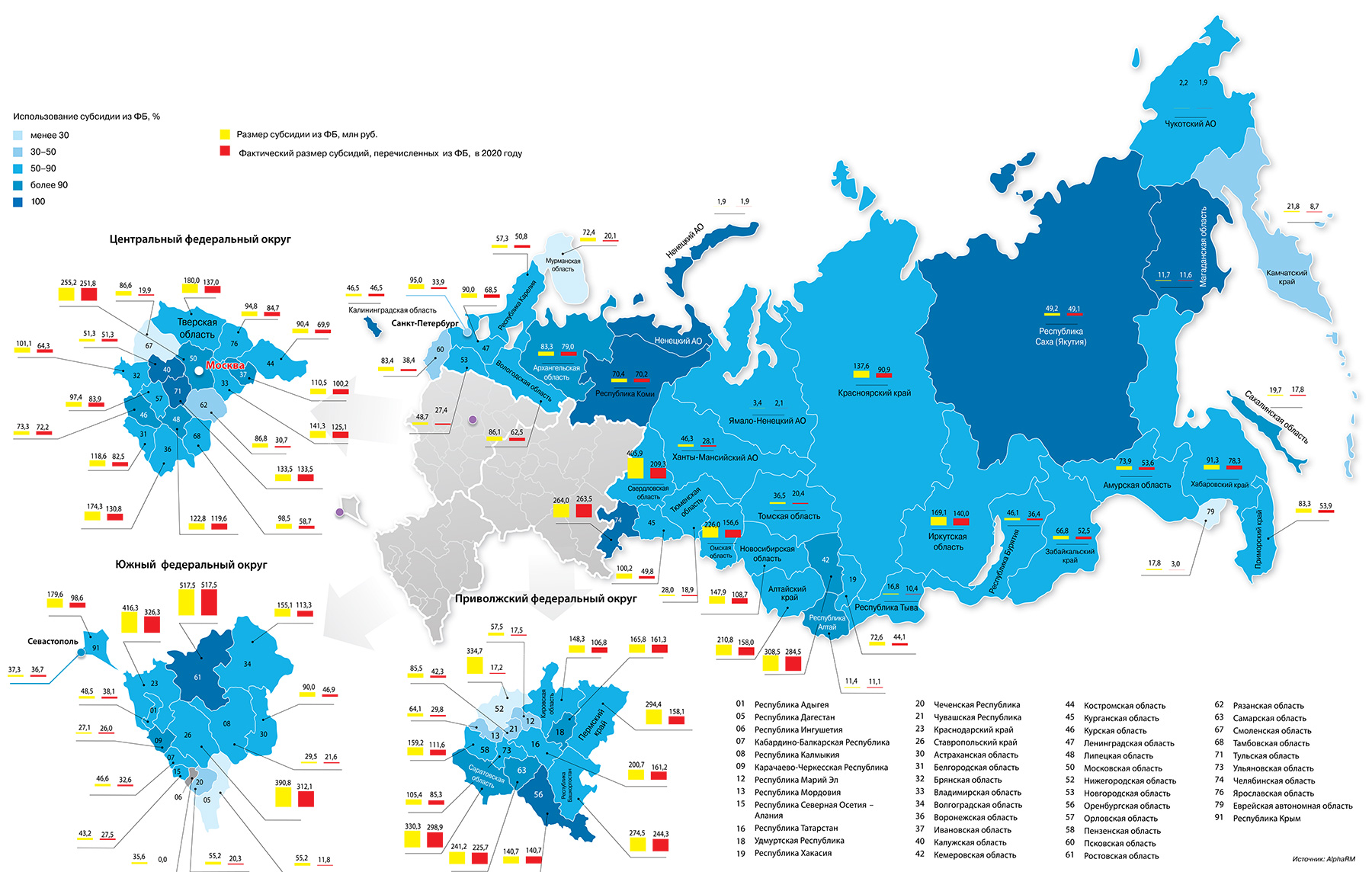 Карта РФ С субъектами Федерации 2023.